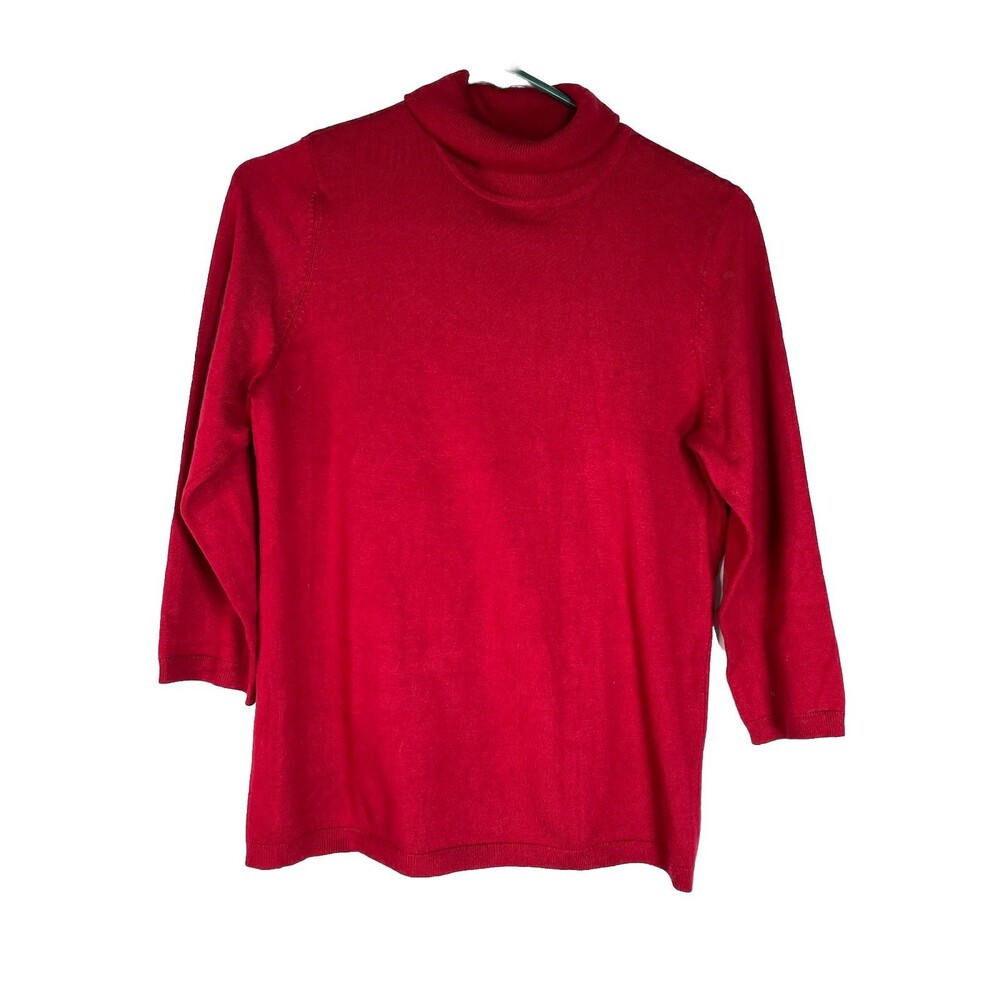 chicos tops size 0 S Berry Red Turtleneck Sweater 3/4 Sleeve Knot